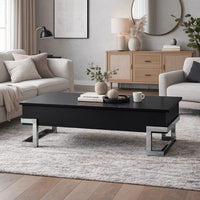 BM185789 Wooden Coffee Table With Lift Top Storage Space, Black