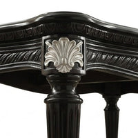 Traditional Rectangular Wooden Coffee Table with Scalloped Top, Black - AMF-82110