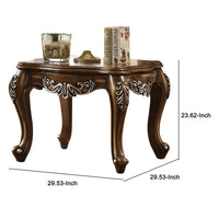 Wooden End Table With Fine Scrolled Work, Antique Oak Brown - AMF-82117