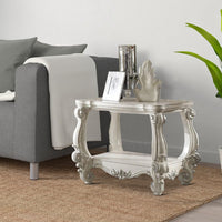 Wooden End Table with Bottom Shelf in White - AMF-82124