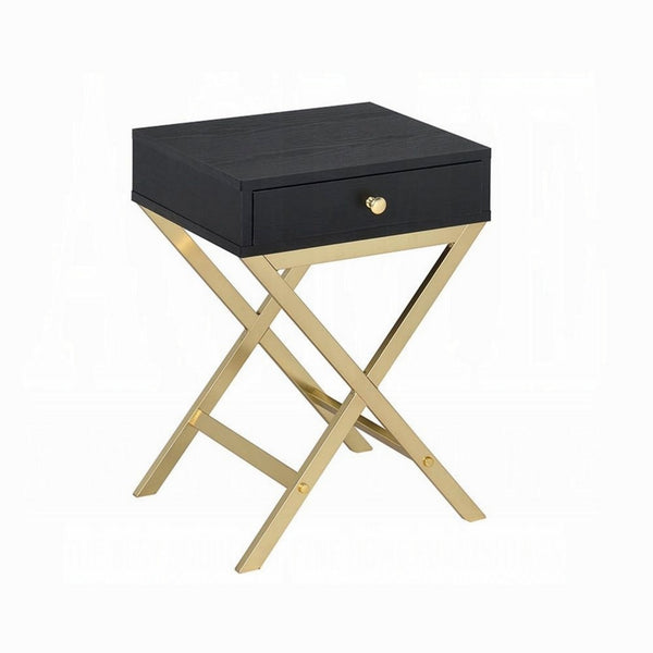 BM157285 Stylish Side Table, Black & Gold