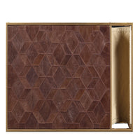 Metal Constructed Coffee Table with Leatherette Top and Magazine Holder, Beige and Gold - AMF-82310