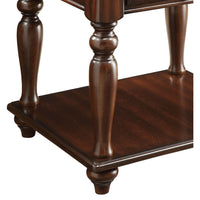 Wooden End Table with 1 Drawer and 1 Bottom Shelf, Walnut Brown - BM177663