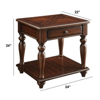 Wooden End Table with 1 Drawer and 1 Bottom Shelf, Walnut Brown - BM177663