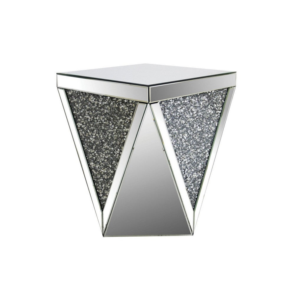 End Table with Square Mirrored Top, Clear  - BM177666