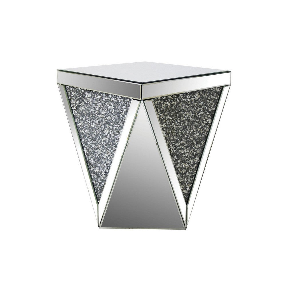 End Table with Square Mirrored Top, Clear  - BM177666