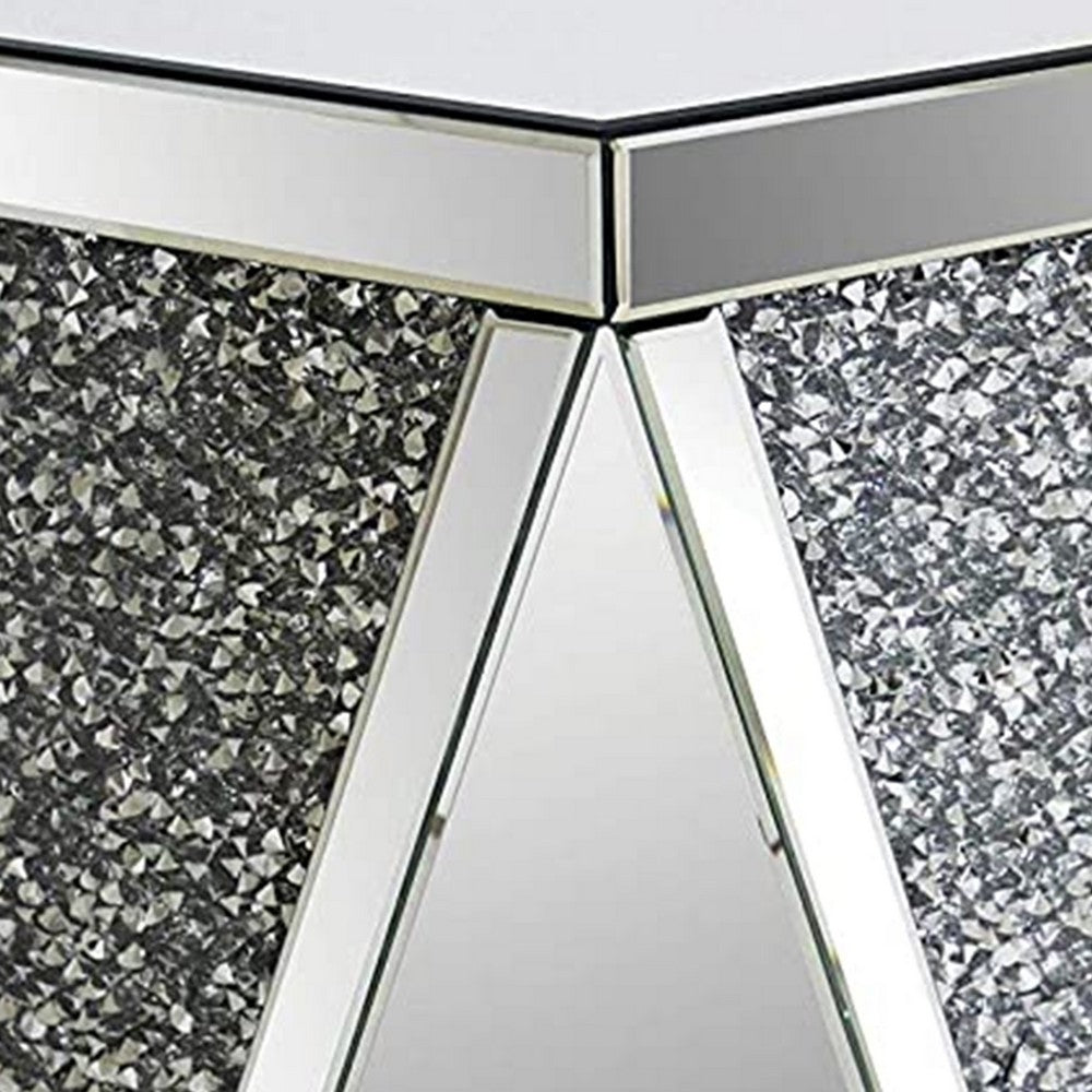 End Table with Square Mirrored Top, Clear  - BM177666