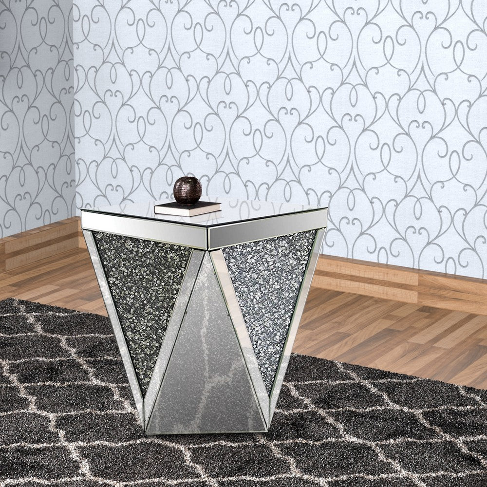 End Table with Square Mirrored Top, Clear  - BM177666
