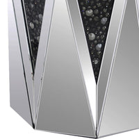 End Table With Octagonal Mirrored Top, Clear And Black - AMF-82777