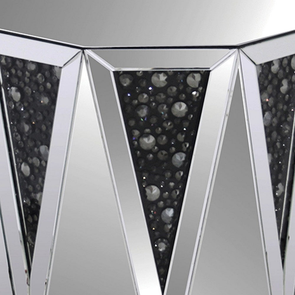 End Table With Octagonal Mirrored Top, Clear And Black - AMF-82777