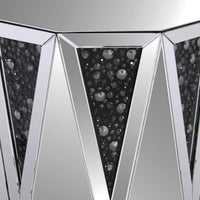 End Table With Octagonal Mirrored Top, Clear And Black - AMF-82777