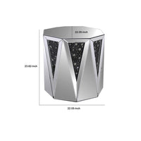 End Table With Octagonal Mirrored Top, Clear And Black - AMF-82777