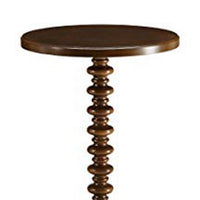 17 Inch Round Wood Side Table, Turned Support, Walnut Brown - AMF-82792