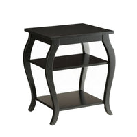 Wooden End Table with 2 Open Shelves and Cabriole Legs, Black - BM154581
