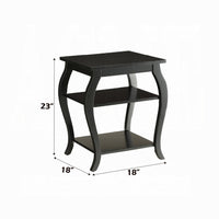 Wooden End Table with 2 Open Shelves and Cabriole Legs, Black - BM154581
