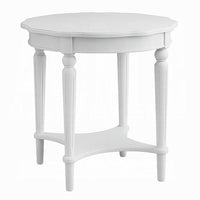 Fordon Wooden End Table, Scalloped Round Top, French Antique White Finish - BM154597