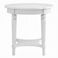 Fordon Wooden End Table, Scalloped Round Top, French Antique White Finish - BM154597