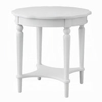 Fordon Wooden End Table, Scalloped Round Top, French Antique White Finish - BM154597