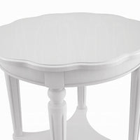Fordon Wooden End Table, Scalloped Round Top, French Antique White Finish - BM154597