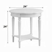 Fordon Wooden End Table, Scalloped Round Top, French Antique White Finish - BM154597