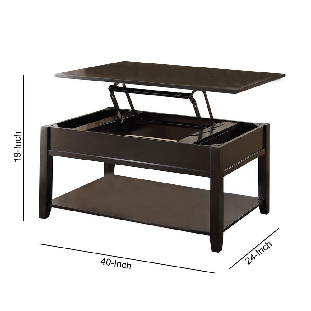 Traditional Looking Coffee Table with Lift Top, Black - AMF-82950