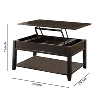 Traditional Looking Coffee Table with Lift Top, Black - AMF-82950