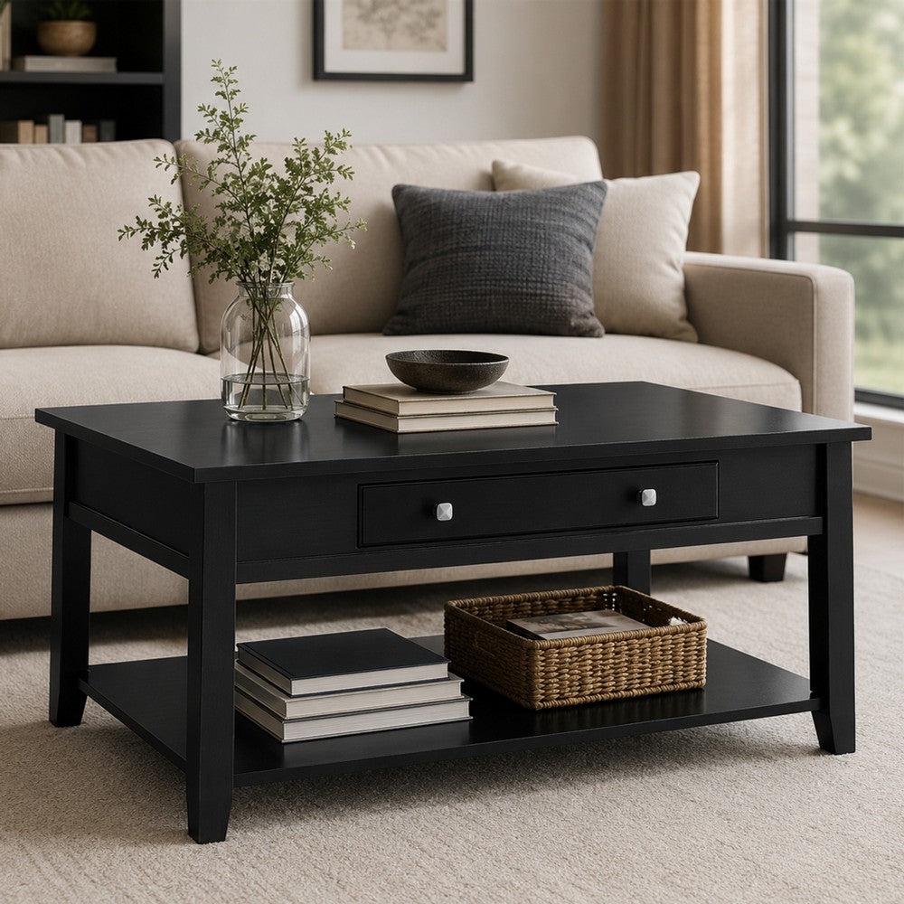 Traditional Looking Coffee Table with Lift Top, Black - AMF-82950