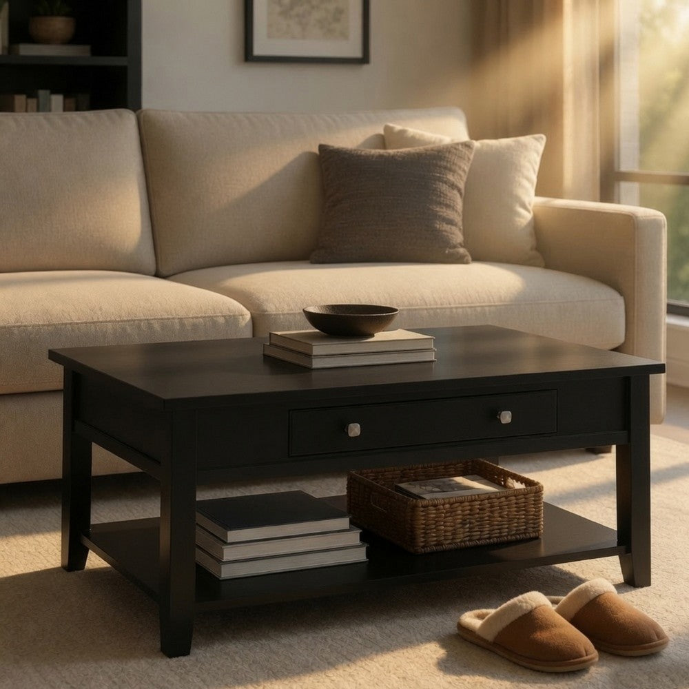 Traditional Looking Coffee Table with Lift Top, Black - AMF-82950