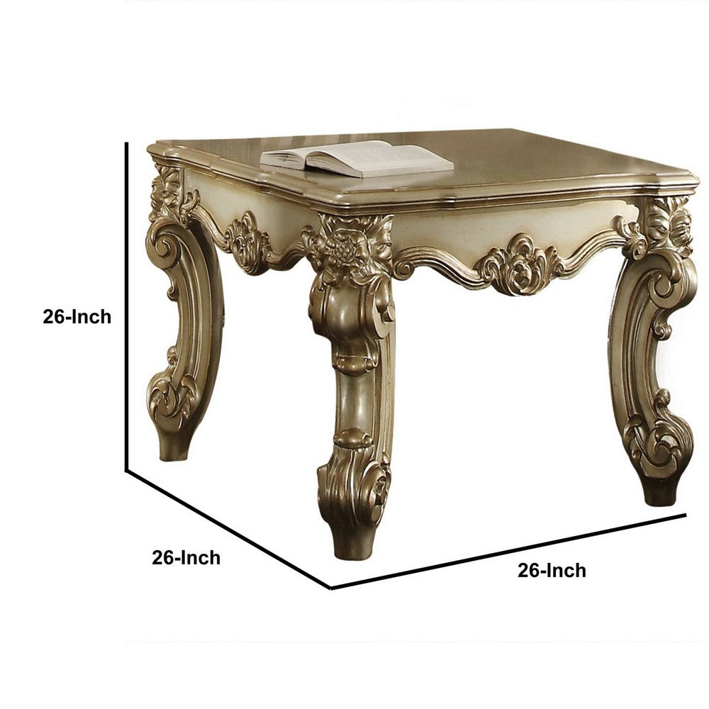 Wooden End Table in Gold Patina - AMF-83121
