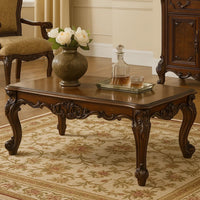 Coffee Table, 36 Inch Rectangular Top, Scrolled Legs, Brown  - BM177679