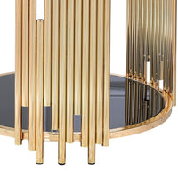 Modern Metal and Glass End Table with Tubing Design, Black and Gold - AMF-84492
