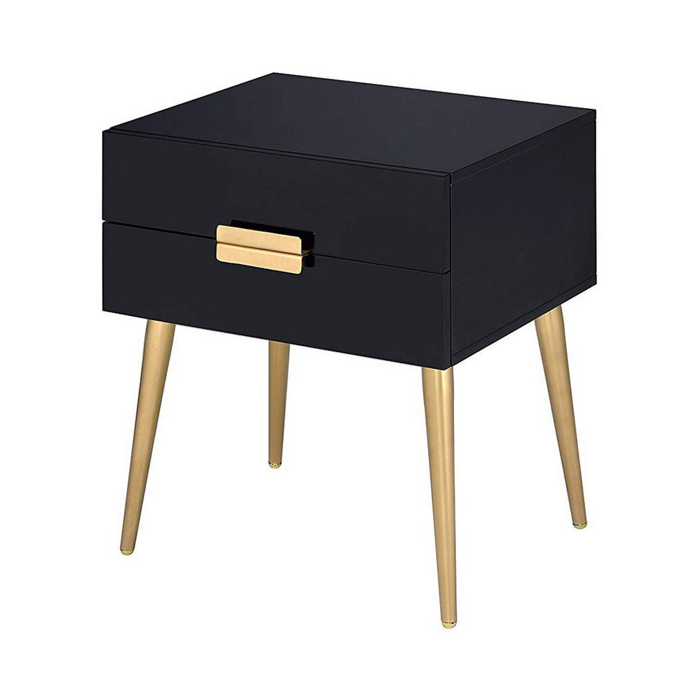 Denvor Square End Table with Drawers, Black & Gold - AMF-84495
