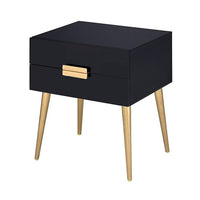 Denvor Square End Table with Drawers, Black & Gold - AMF-84495