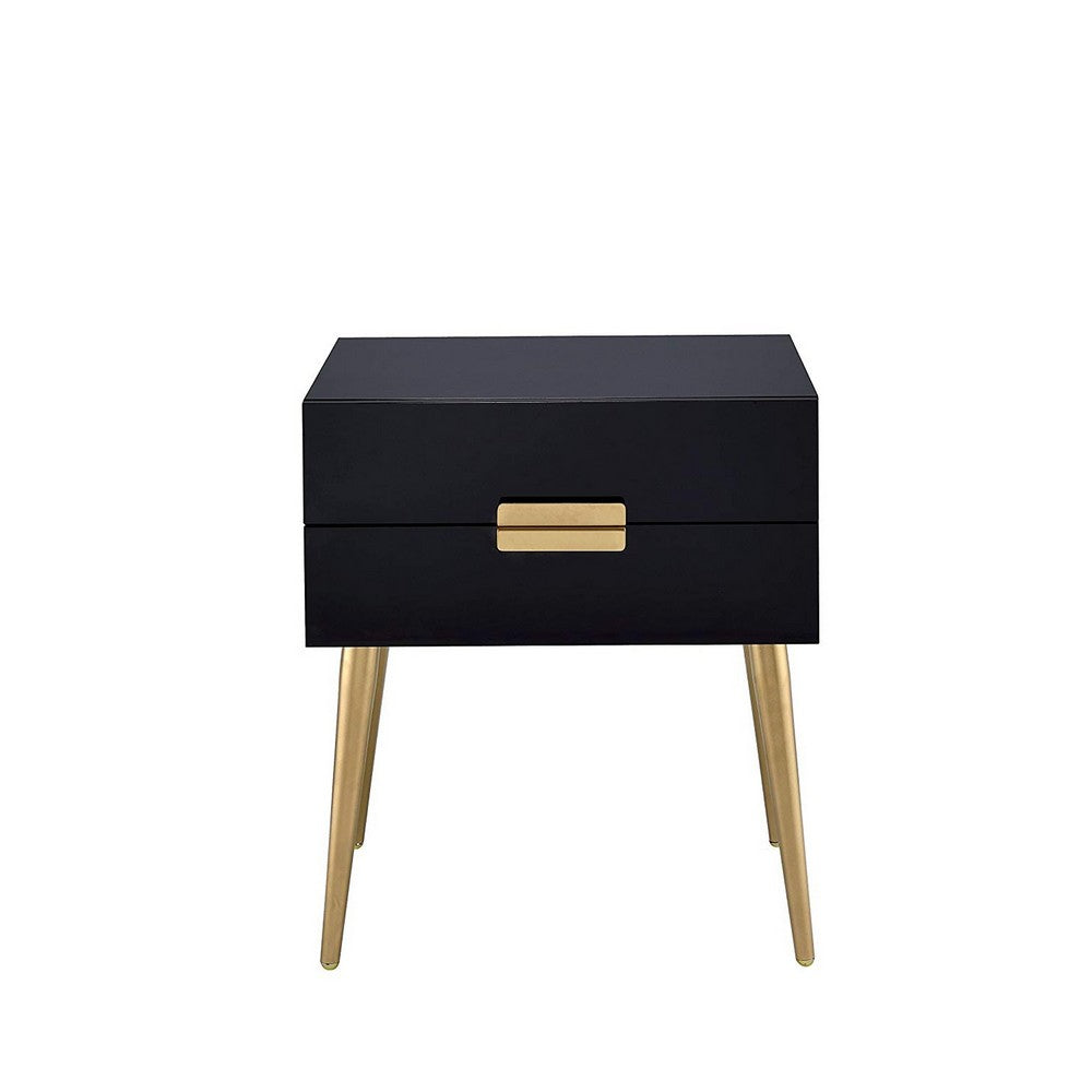 Denvor Square End Table with Drawers, Black & Gold - AMF-84495