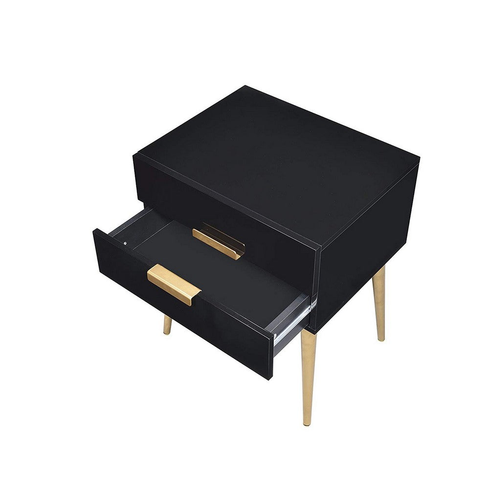 Denvor Square End Table with Drawers, Black & Gold - AMF-84495