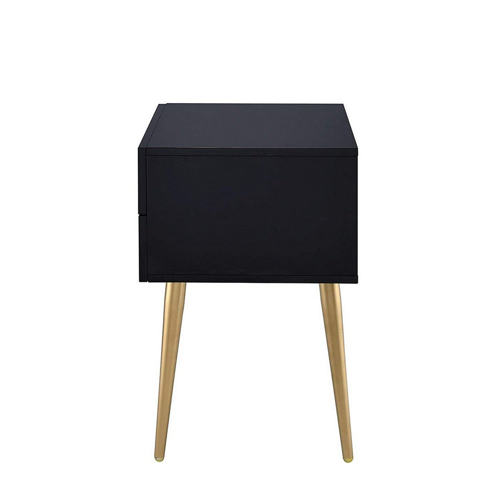 Denvor Square End Table with Drawers, Black & Gold - AMF-84495