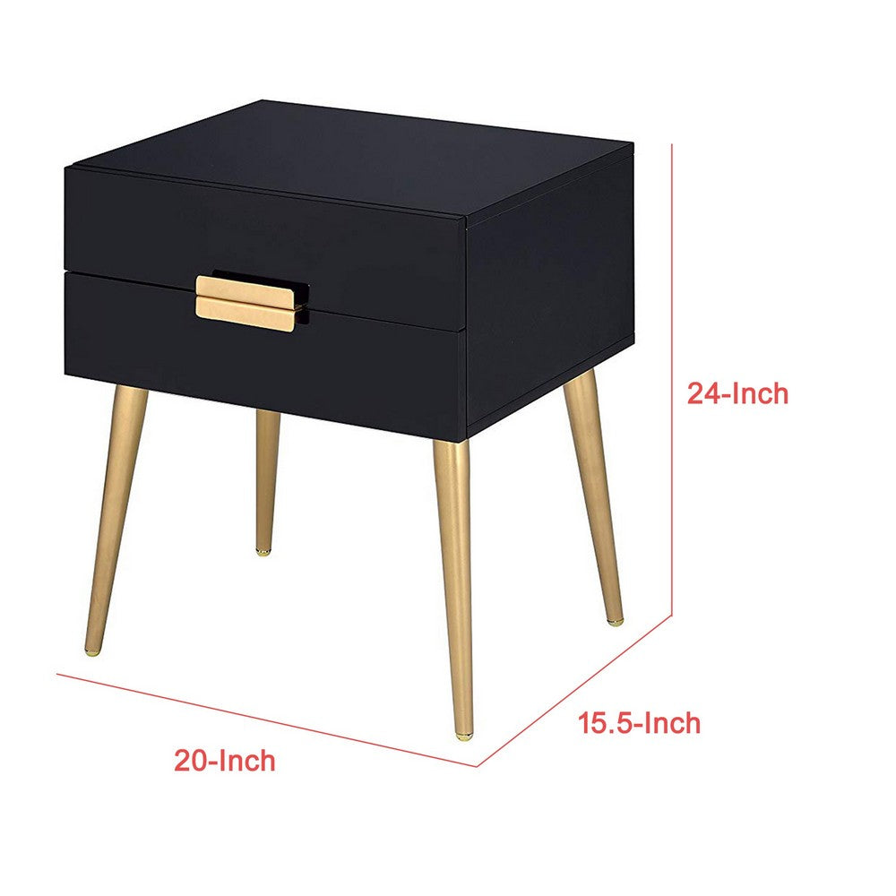 Denvor Square End Table with Drawers, Black & Gold - AMF-84495