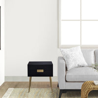 Denvor Square End Table with Drawers, Black & Gold - AMF-84495