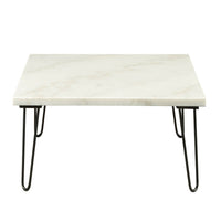 Marble Top Coffee Table with Hairpin Style Metal Legs, White and Black - AMF-84500