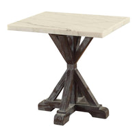 Marble Top End Table With Wooden Tri Pod Base, White And Espresso Brown - AMF-84547
