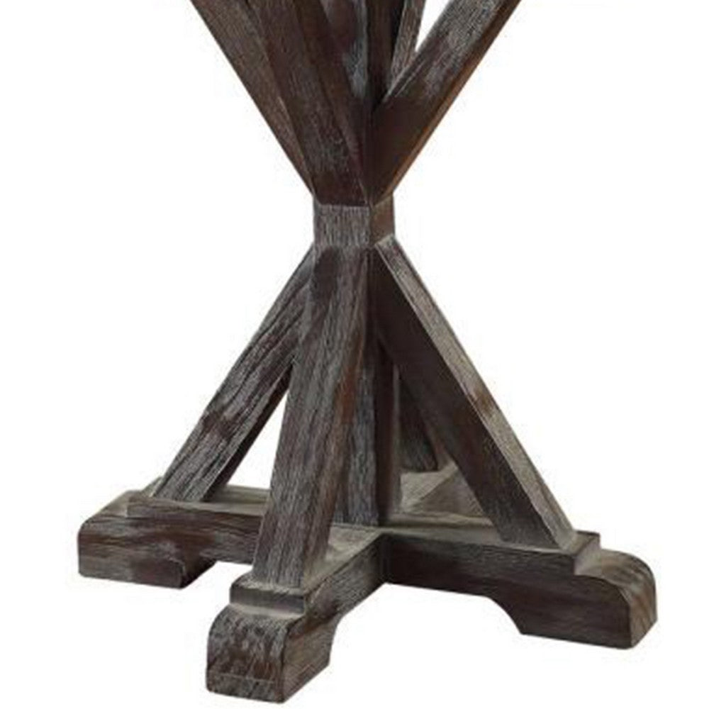 Marble Top End Table With Wooden Tri Pod Base, White And Espresso Brown - AMF-84547