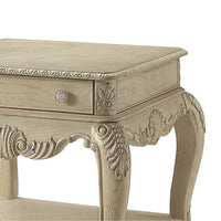 Wooden End Table With One Drawer And Bottom Shelf, Antique White - AMF-86022