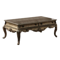 Wooden Rectangular Coffee Table with Cabriole Legs and Two Broad Drawers, Oak Brown - AMF-86030