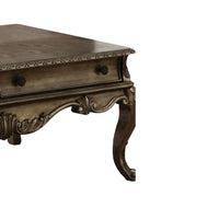 Wooden Rectangular Coffee Table with Cabriole Legs and Two Broad Drawers, Oak Brown - AMF-86030