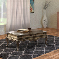 Wooden Rectangular Coffee Table with Cabriole Legs and Two Broad Drawers, Oak Brown - AMF-86030