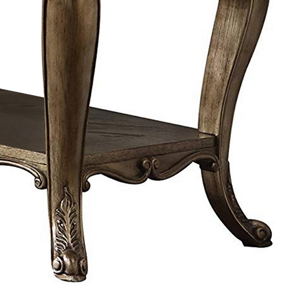 Wooden Sofa Table With Two Drawers And Bottom Shelf, Vintage Oak Brown - AMF-86033