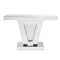 Wood and Mirror  Console Table with Faux Crystals Inlay, Clear - AMF-90064