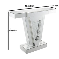 Wood and Mirror  Console Table with Faux Crystals Inlay, Clear - AMF-90064