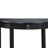 BM191266 - Wooden Half Moon Shaped Console Table with One Storage Drawer, Black