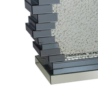 Wood and Mirror Console Table with Studded Faux Crystals, Black and Clear - AMF-90232